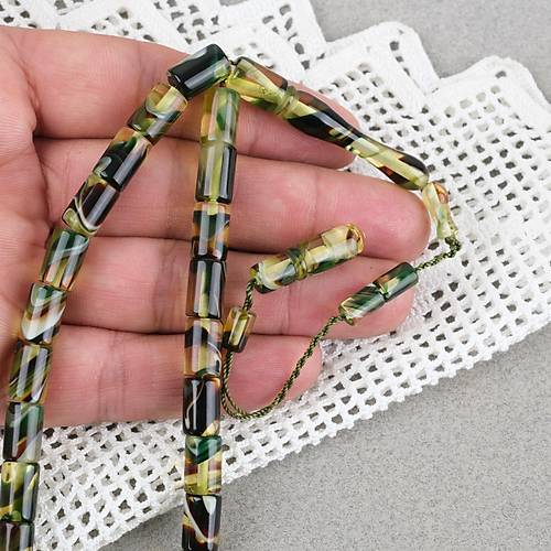 Arizona Katalin Sistemli Kesme Kesim 7x11mm Tesbih - Ye�il Siyah