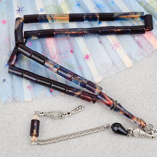 S�kma Kehribar Alpaka P�sk�l Kesme Kesim 6x10.5mm Tesbih