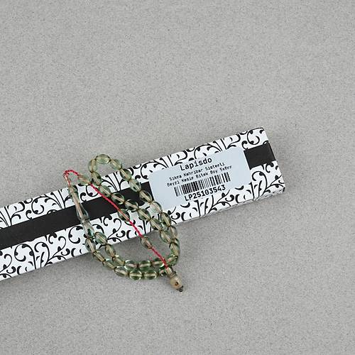 S�kma Kehribar Beyzi Kesim Sistemli Bilek Boy 5x8mm Tesbih Su Ye�ili