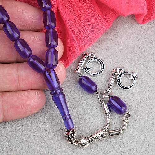 S�kma Kehribar Kaps�l Kesim Alpaka P�sk�ll� 7x11mm Tesbih