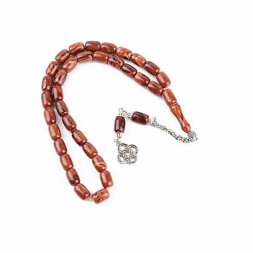 S�kma Kehribar Alpaka P�sk�l Kaps�l Kesim 8x11.5mm Tesbih