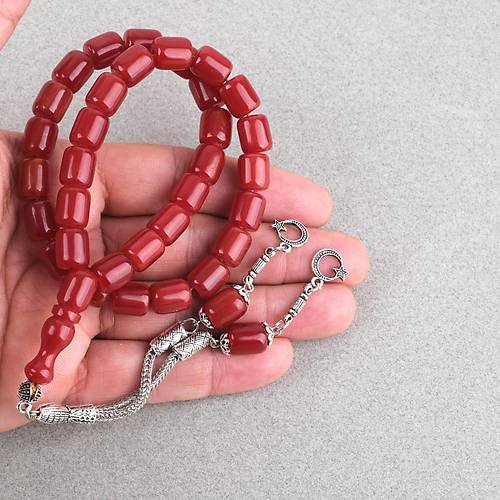 Katalin �ubuk Alpaka P�sk�ll� Kaps�l Kesim 9x10.5mm Tesbih -Nar �i�e�i