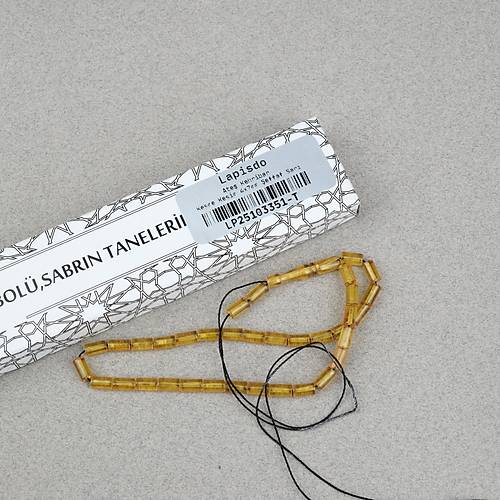 Ate� Kehribar Kesme Kesim 4x7mm Tesbih- �effaf Sar�