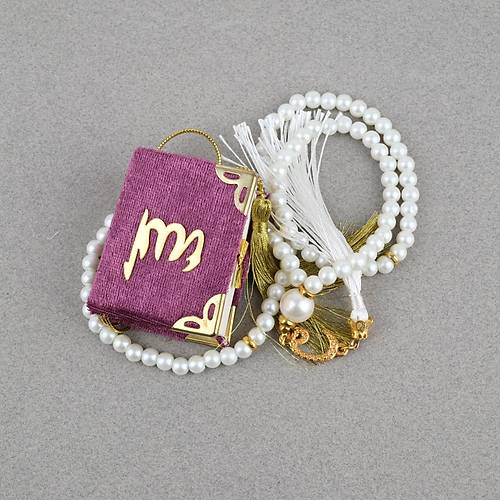 Fanus ��erisinde Mini Kuran ve Tesbih Seti