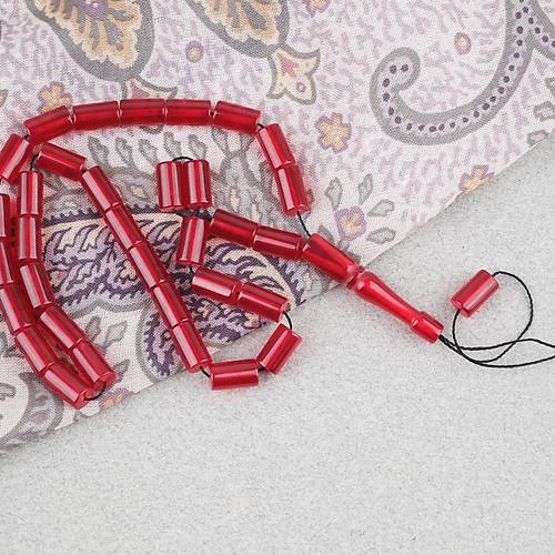 S�kma Kehribar Kesme Kesim 6x10mm Tesbih P�sk�ls�z K�rm�z�