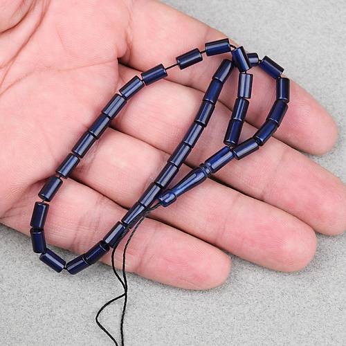 S�kma Kehribar Kesme Kesim 4x7mm Tesbih- Lacivert