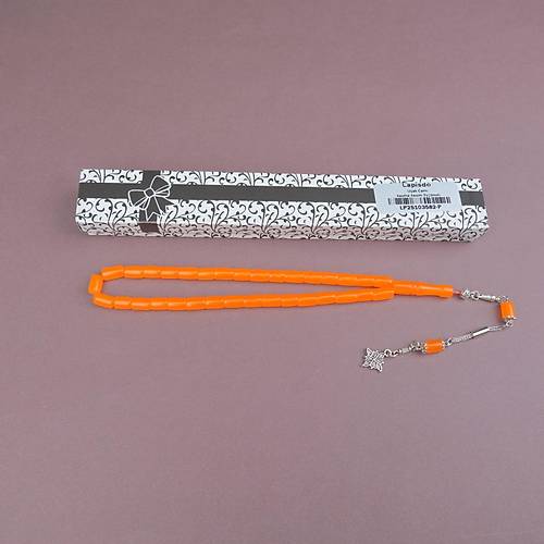 U�ak Cam� Kesme Kesim 7x10mm Tesbih Alpaka P�sk�ll� Turuncu