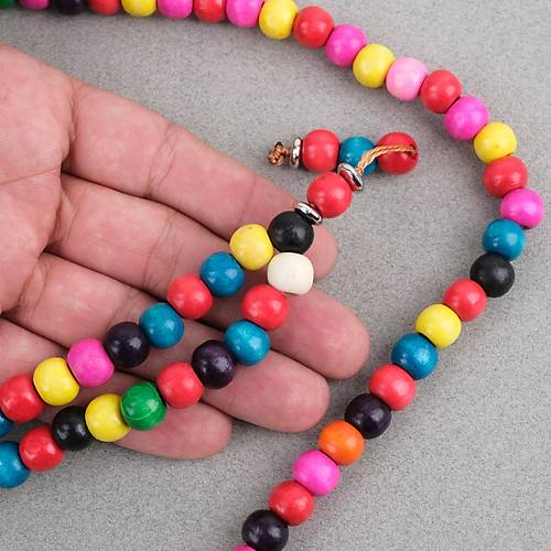 Bonibon 99luk Renklli Boyal� Ah�ap K�re Kesim 10mm Namaz Tesbihi