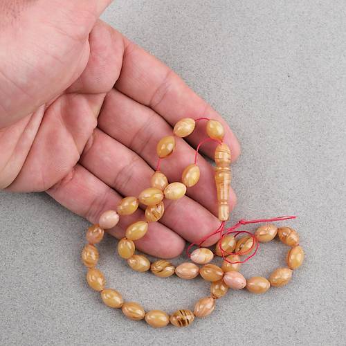 S�kma Kehribar Beyzi Kesim 7x11mm Tesbih P�sk�ls�z Sar�