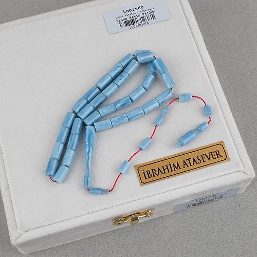 Katalin �ubuk Usta ��i Kesme Kesim 7x12mm Tesbih -A��k Mavi