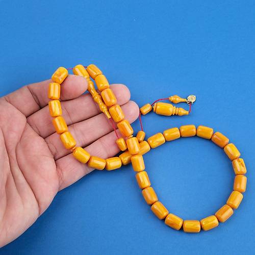 Katalin Dinlenmi� �ubuk Usta ��i �mzal� Kaps�l Kesim 8.5x12mm Tesbih -Sar�