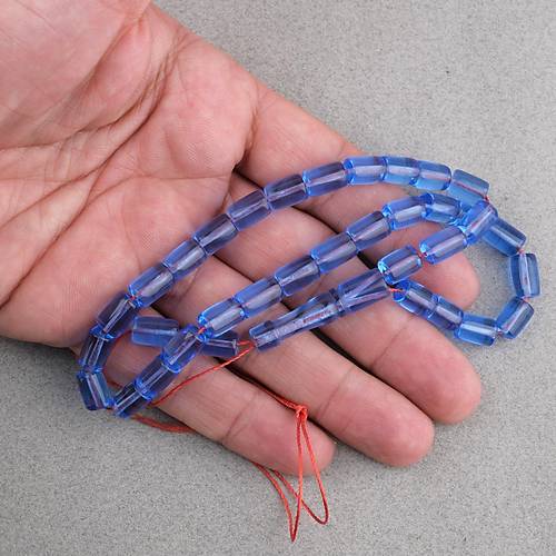 U�ak Cam� Kesme Kesim 7x10mm Tesbih P�sk�ls�z �effaf Mavi