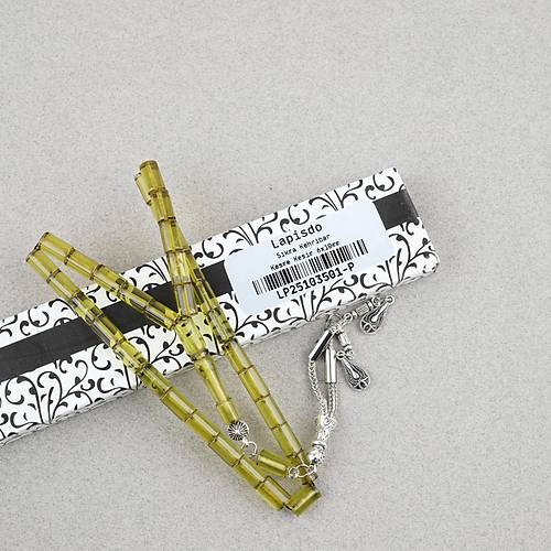 Ate� Kehribar Kesme Kesim Alpaka P�sk�ll� 6x10mm Tesbih