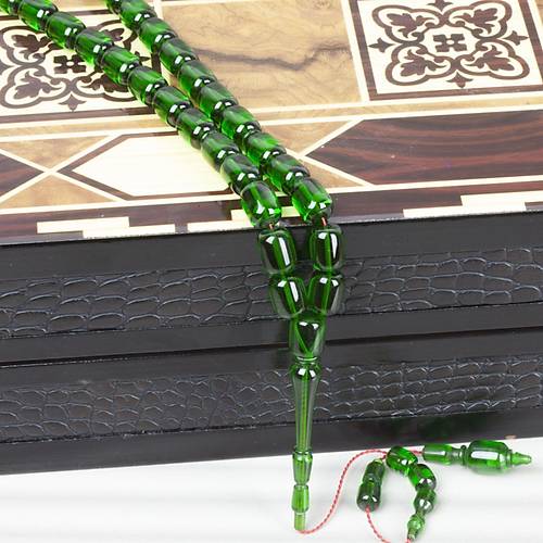 Katalin �ubuk Kaps�l Kesim 8.5x11.5mm Tesbih - �effaf Ye�il- �brahim Atasever Usta ��i