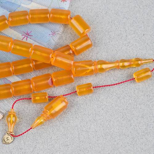 Ate� Kehribar Eski Oyun Zar Obje Patinli Kaps�l Kesim 8.5x12.5mm Tesbih