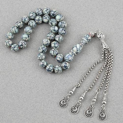 Fransz Galalit Alpaka Pskll Kre Kesim 9mm Tesbih - Ak Gri