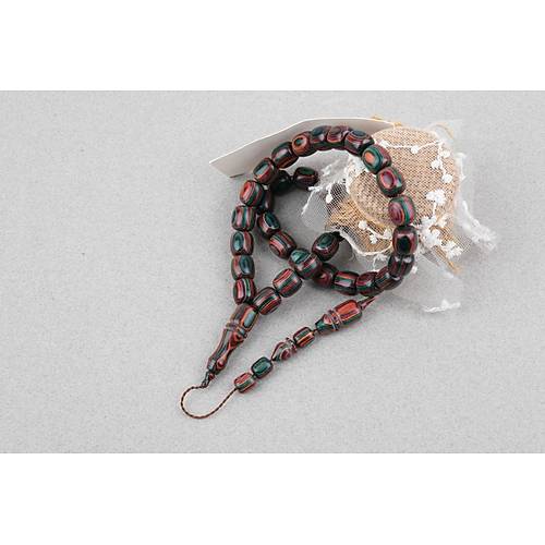 Kafur A�ac� Kaps�l Kesim 11x12mm Tesbih - Ye�il Turuncu