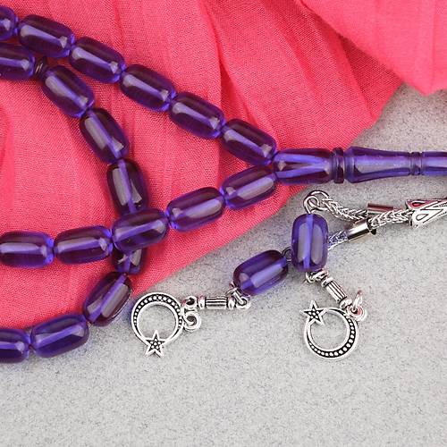 S�kma Kehribar Kaps�l Kesim Alpaka P�sk�ll� 7x11mm Tesbih