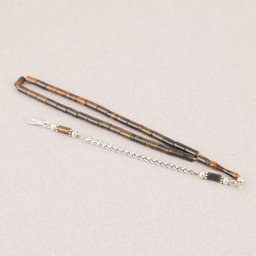 S�kma Kehribar Bilek Boy Kesme Kesim 4x7mm Sallama Tesbih Kahverengi