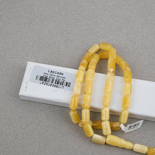 Kaya Damla Kehribar -Balt�k Arpa Kesim 7x14.5mm Tesbih