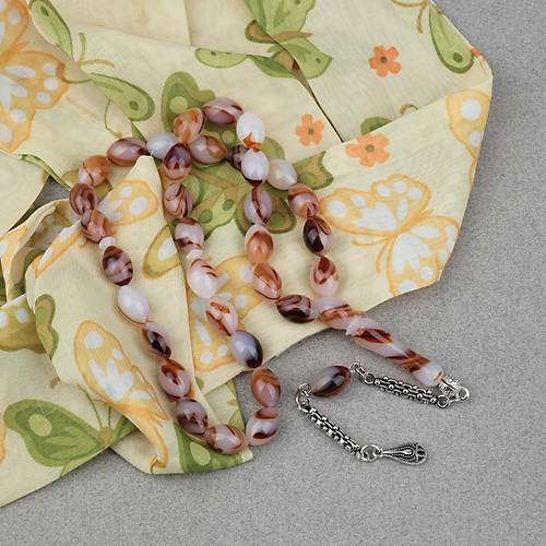 Arizona Katalin Alpaka P�sk�l Beyzi Kesim 8x12mm Tesbih- Kahverengi