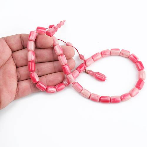 Katalin Dinlenmi ubuk Usta i mzal Kapsl Kesim 9x12mm Tesbih -Krmz Beyaz Alacal