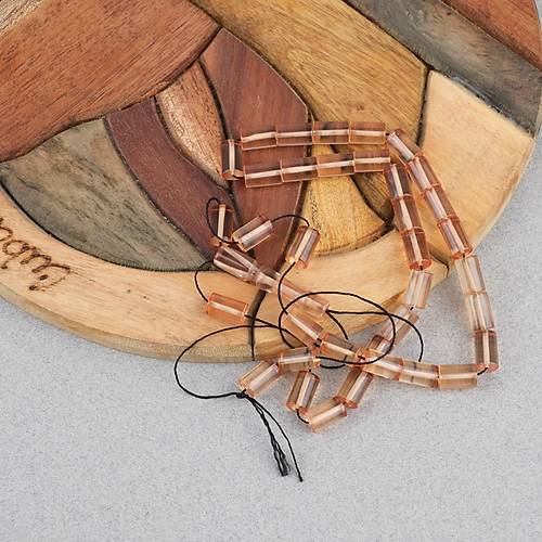 Ate� Kehribar Kesme Kesim 7x11mm Tesbih -G�l Kurusu �effaf