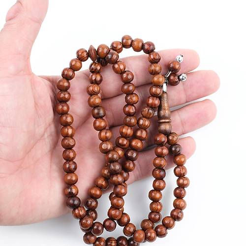 Meram Kavak 99luk K�re Kesim 7.5mm Namaz Tesbihi-Kahverengi