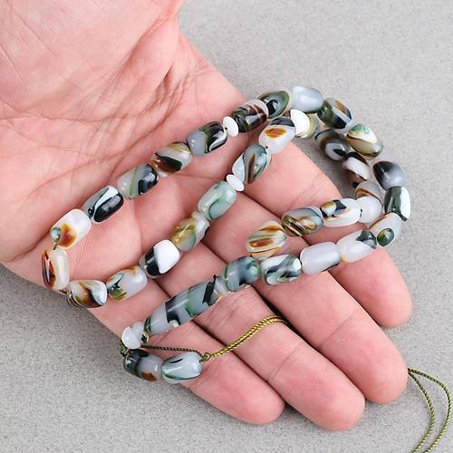 Arizona Katalin Kaps�l Kesim 8x12mm Tesbih (P�sk�ls�z) - Ye�il Beyaz