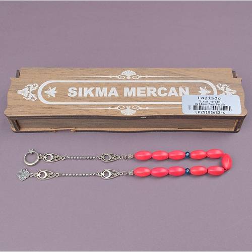 S�kma Mercan Do�al Ta� Kaps�l Kesim  8x15mm Zaza Tesbih Kahverengi Ah�ap Kutulu