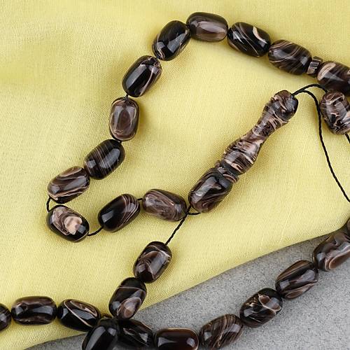 S�kma Kehribar Kaps�l Kesim 7x11mm Tesbih P�sk�ls�z Kahverengi