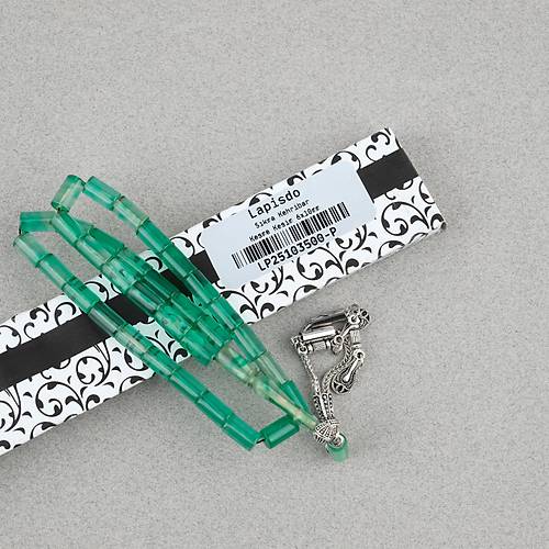 S�kma Kehribar Kesme Kesim Alpaka P�sk�ll� 6x10mm Tesbih