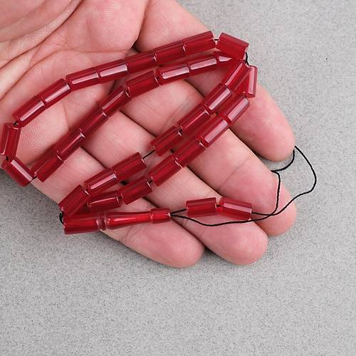 S�kma Kehribar Kesme Kesim 6x10mm Tesbih P�sk�ls�z K�rm�z�