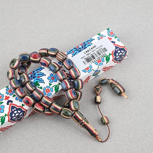 Kafur A�ac� Kaps�l Kesim 11x12mm Tesbih - Mavi K�rm�z�