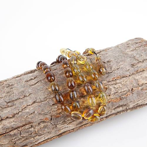 Dominik Mavi Kaya Fosil Amber Badem Kesim 9x13mm Tesbih (25.5gr)