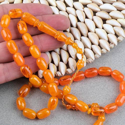 S�kma Kehribar Usta ��i �mzal� Kaps�l Kesim 8x13mm Tesbih