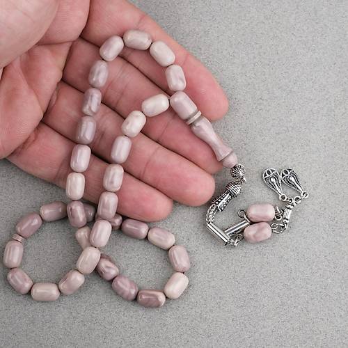 S�kma Kehribar Kaps�l Kesim Alpaka P�sk�ll� 7x11mm Tesbih