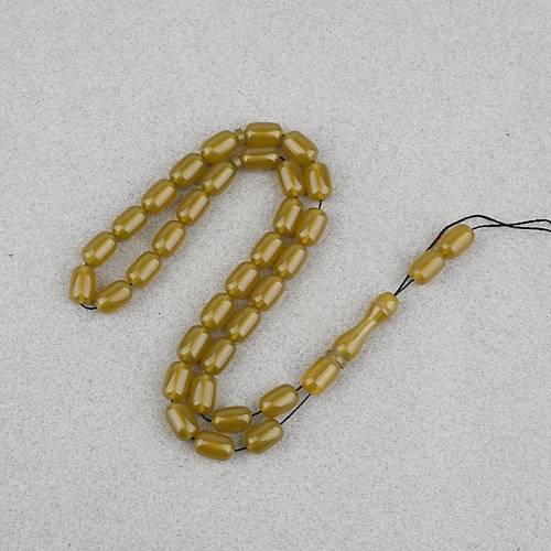 S�kma Kehribar Kaps�l Kesim 7x11mm Tesbih P�sk�ls�z Ya� Ye�ili