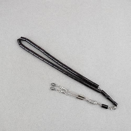 S�kma Kehribar Kesme Kesim Alpaka P�sk�ll� 6x10mm Tesbih