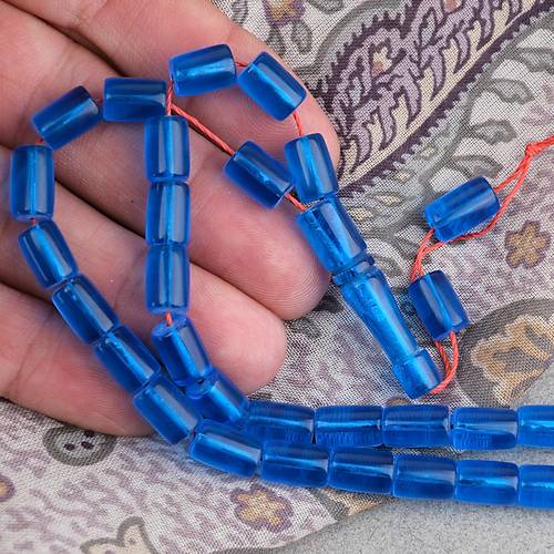 U�ak Cam� Kesme Kesim 7x10mm Tesbih P�sk�ls�z Mavi