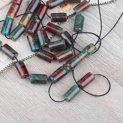 S�kma Kehribar Kesme Kesim 6x10mm- Ye�il- K�rm�z� P�sk�ls�z