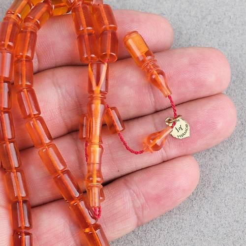 Ate� Kehribar Eski Heykel Objeden Bilek Boy Yumu�ak Kesme Kesim 5.5x10.5mm Tesbih