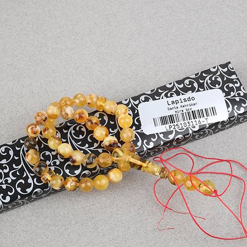 Damla Kehribar K�re Kesim 8mm Tesbih