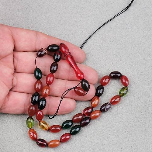 S�kma Kehribar Beyzi Kesim 7x11mm Tesbih- Bonibon