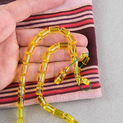 Osmanl� Ate� Kehribar Eski Heykel Obje Kesme Kesim 7x10.5mm Tesbih