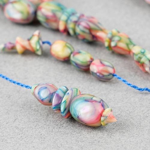 Galalit Yumurta Kesim 8.5x12mm Tesbih -Sedefli Pembe