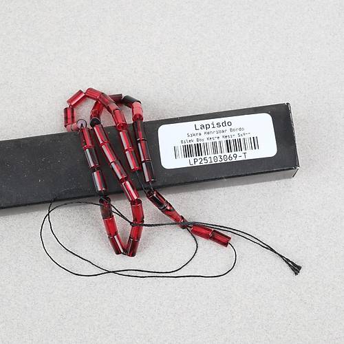 S�kma Kehribar Bilek Boy Kesme Kesim 5x9mm Tesbih-Bordo