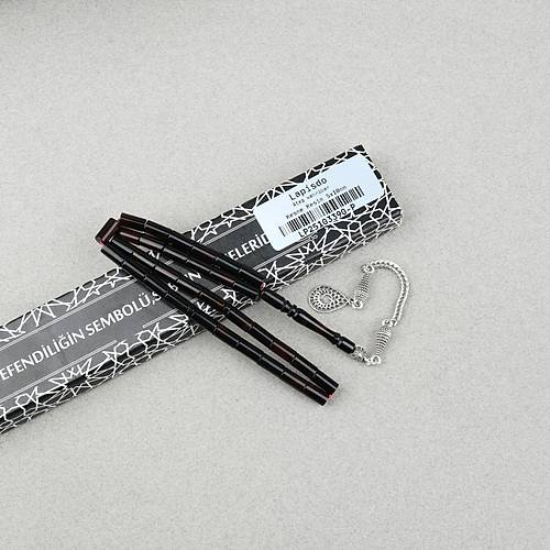 S�kma Kehribar Alpaka P�sk�ll� Kesme Kesim 5x10mm Tesbih- �effaf Siyah Yans�mal�