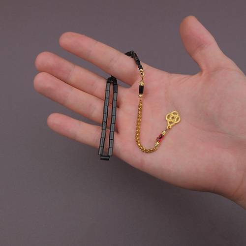 S�kma Kehribar Bilek Boy Kesme Kesim 4x7mm Sallama Tesbih Ye�il-Siyah