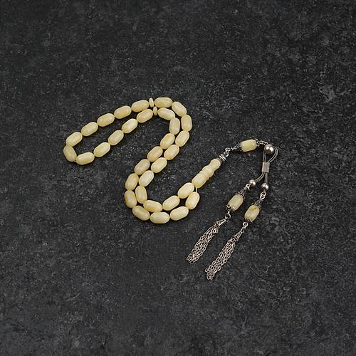Rus Kaya Damla Kehribar 925Ayar Gm Pskl Kapsl Kesim 7x12,5mm Tesbih